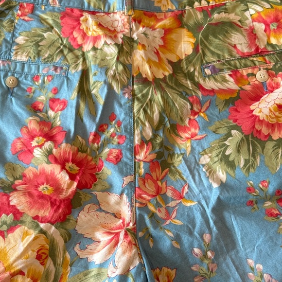 90’s Polo by Ralph Lauren Floral Pleated Blue Muti Cotton Mom Shorts Size M - Picture 4 of 8